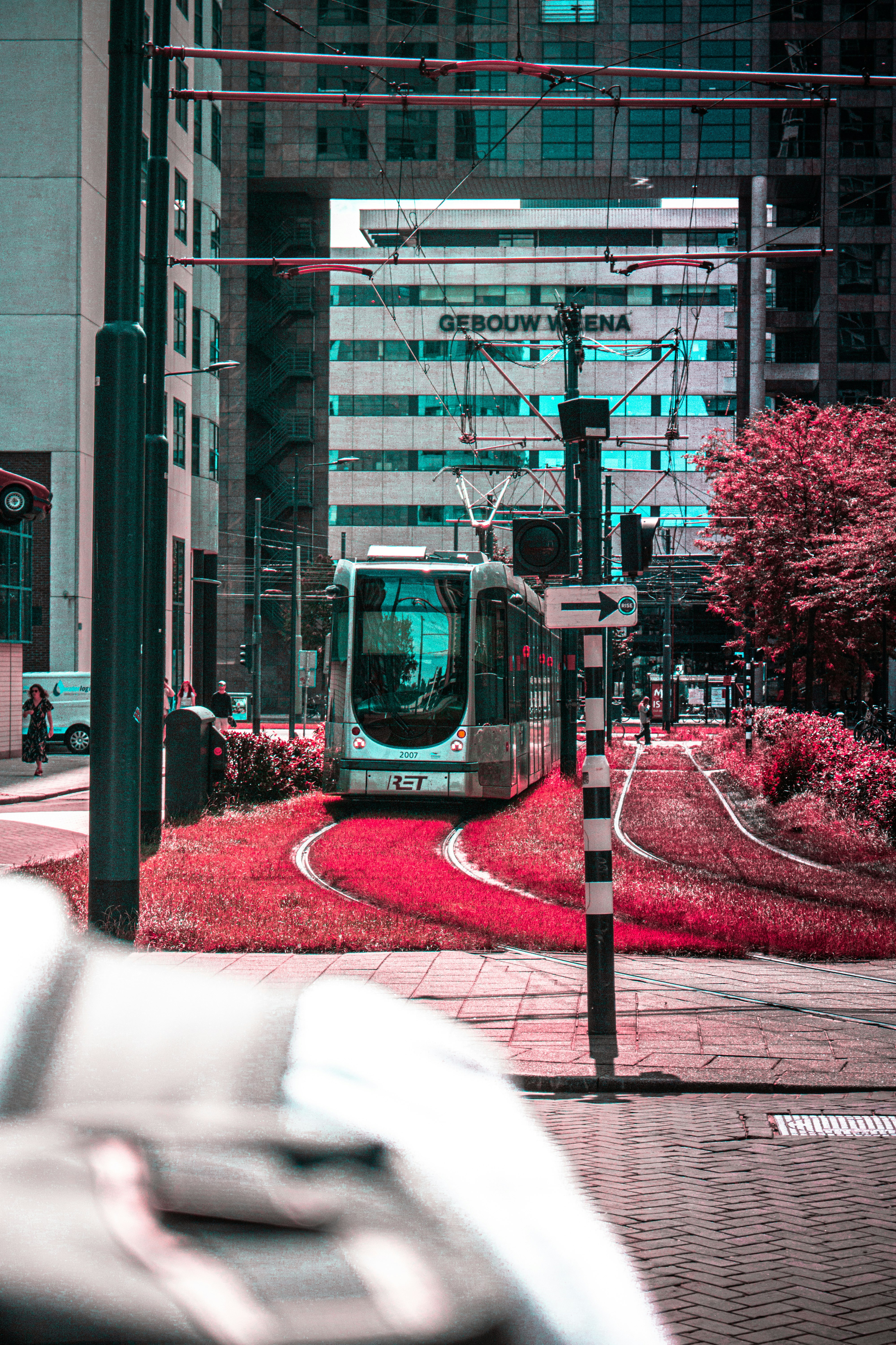 red and green tram on the street